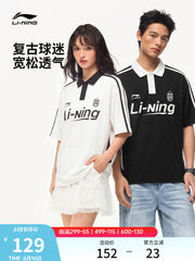 Li Ning POLO kişi köynəyi 2026 yeni cüt yaxa yarımqol üst boş Amerika qısaqol idman köynəyi qadınlar üçün