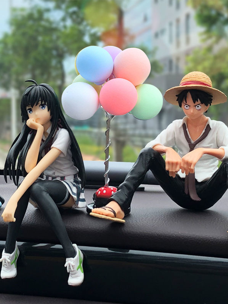 Anime One Piece Avtomobil Dekorasiyası Gülən Üz Lüffi Zoro Əl işi İnternet Məşhur Avtomobilin Mərkəzi Konsolu Daxili Dekorasiya Kuklası