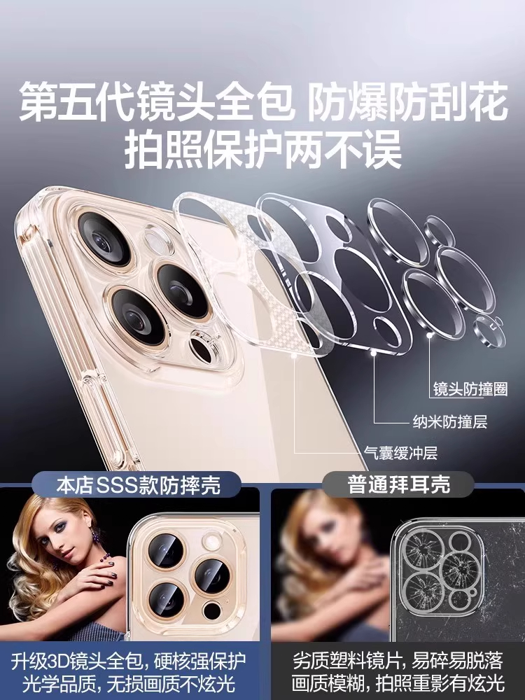 Apple 16promax mobil telefon qutusu üçün uyğundur iPhone17 yeni 16pro şəffaf 15 ultra nazik 13 silikon lens hər şey daxil 12 düşməyə qarşı üstəgəl qadın qoruyucu örtük 11pro yüksək səviyyəli 2026 kişi 14