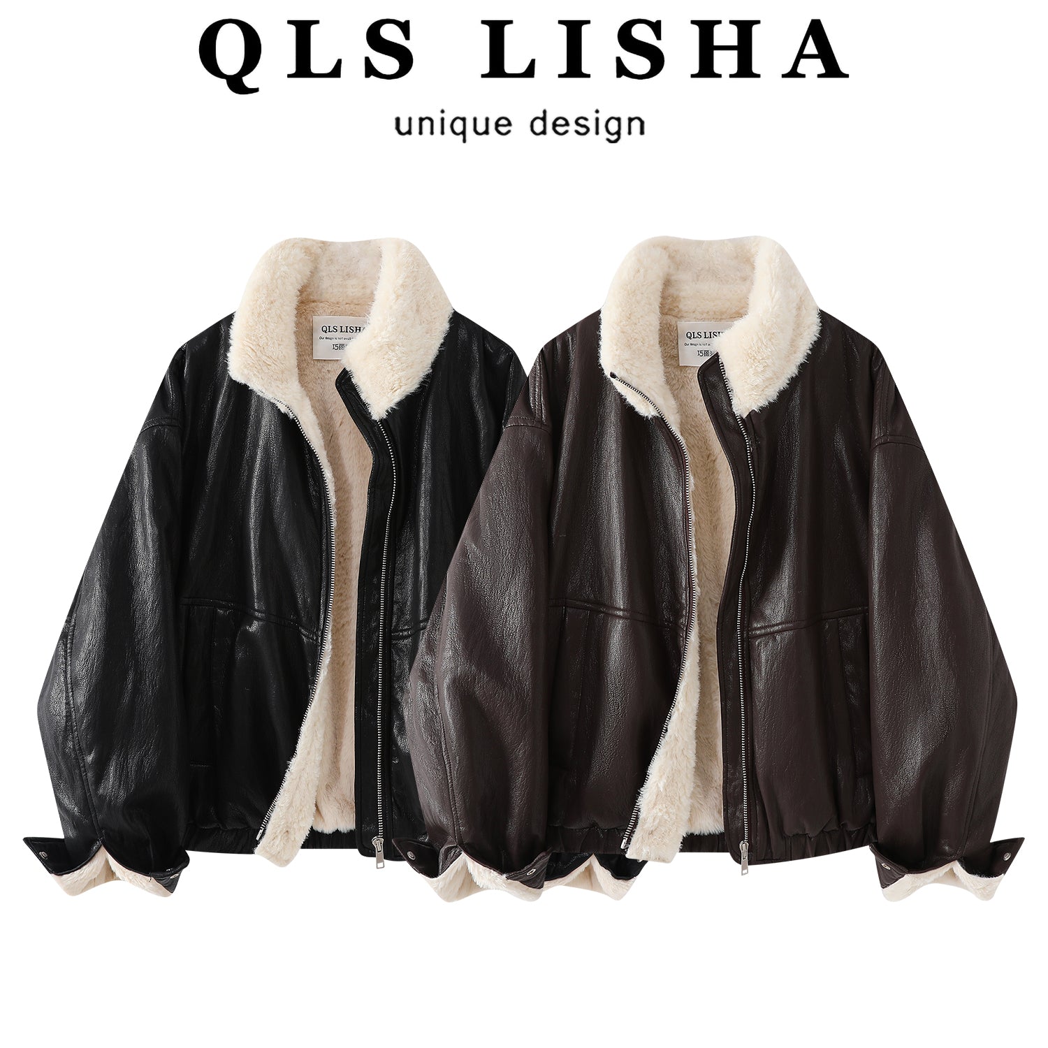 Chola Lisa Qadınlar üçün Qəhvəyi Dəri Gödəkçə, 2025 Yeni Stil, Dəbli Payız və Qış Yun astarlı Qalın Qəhvəyi Motosiklet Gödəkçəsi