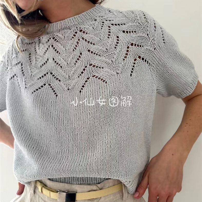 3353 Lalə Köynək Qadın Sviteri Çin Örgü Nümunəsi və Mətn Təlimatları