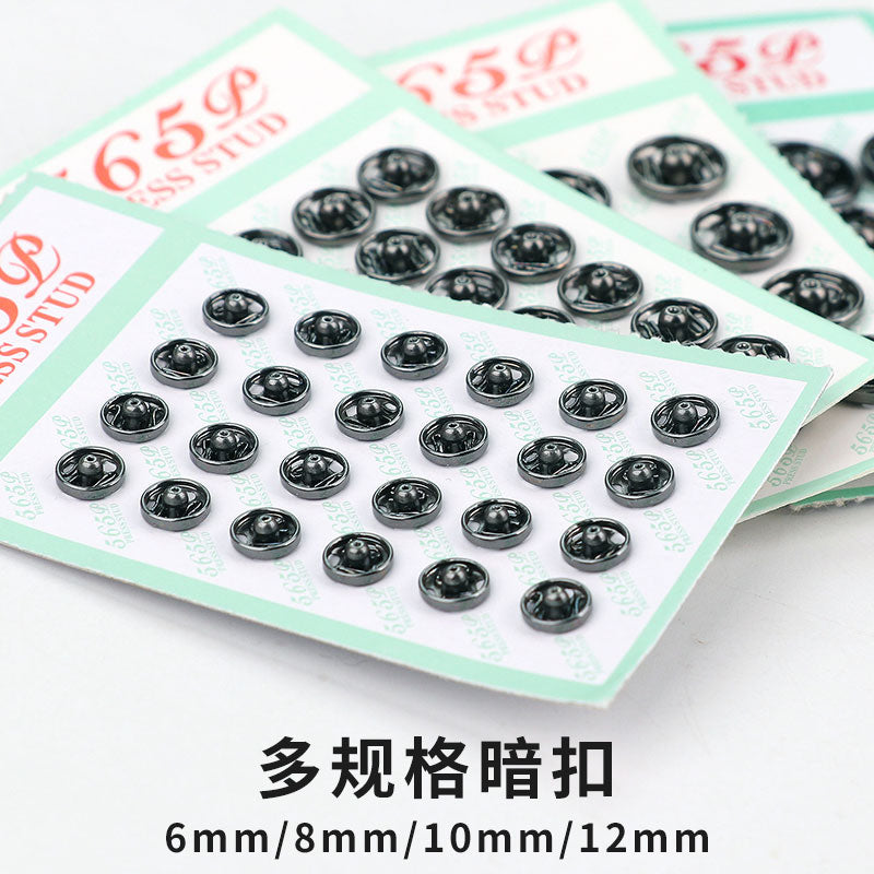 Sabit metal tüpürcək dəsmal 6 mm gizli toqqa 565 təkan düyməsi böyük yapışdırıcı düymə mini ekspozisiyaya qarşı görünməz mis düymə