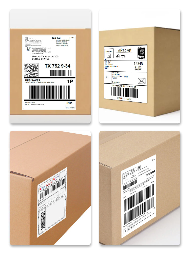 Sürətli çatdırılma tək üç davamlı termal etiket kağızı çap kağızı 100x100x150E Poçt termal kağızı Amazon fba AliExpress Temu transsərhəd e-ticarət öz-özünə yapışan barkod yığma xarici qutu etiketi