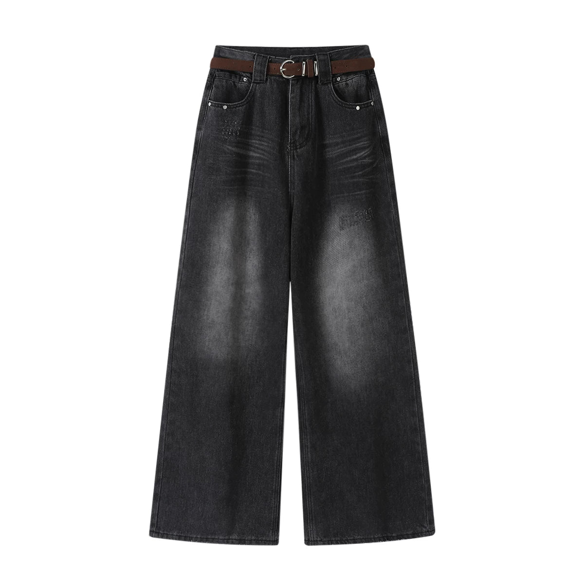 Chorissa Retro İsti Qız Yüksək Bel Geniş Ayaqlı Cins Şalvar Qadınlar üçün 2025 Payız Yeni Stil Dizaynı Çox yönlü boş şalvar