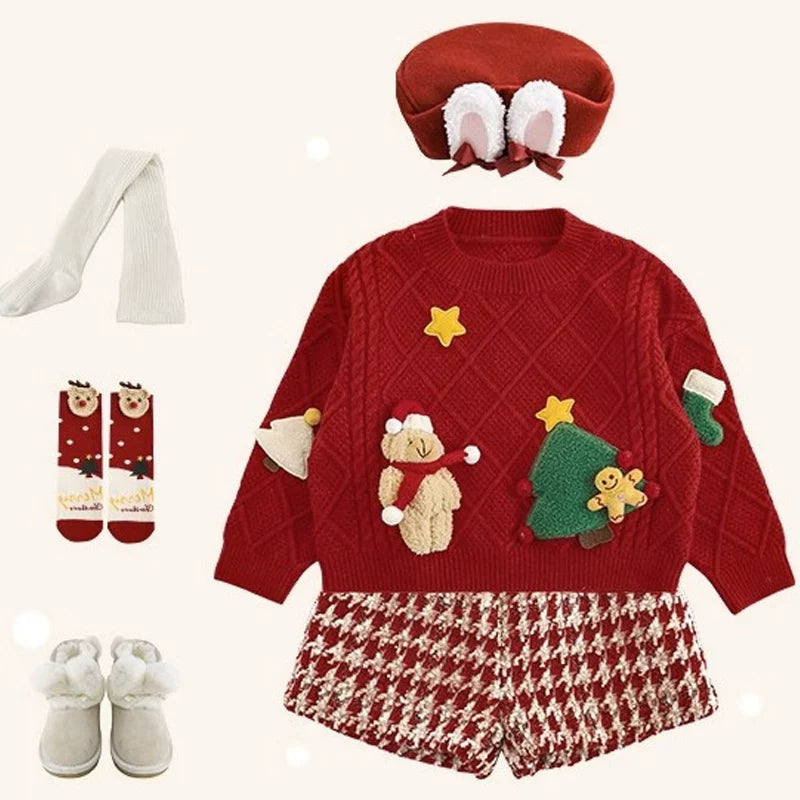 NEXT KTIS Qızlar üçün Milad Sviteri 2025 Qış Yeni Stil Trikotaj Üst Don