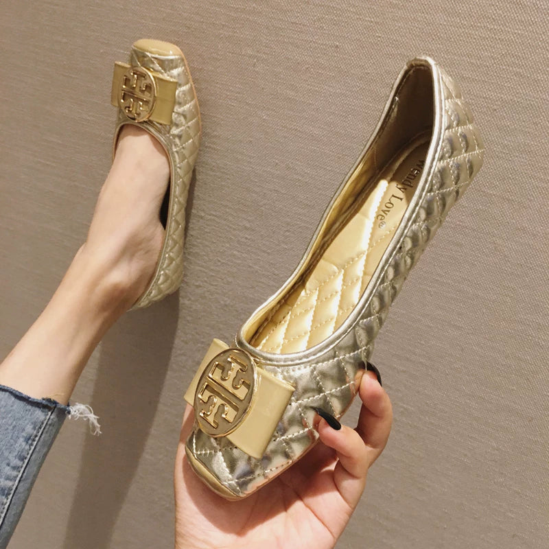 Qadınlar üçün Qara Kvadrat Barmaqlı Düz Ayaqqabılar, Yaz 2025 Yeni Stil, Yumşaq Altlıq, Dayaz Ağızlıq, İş Ayaqqabıları, Böyük Ölçülü Qayıq Ayaqqabıları, Qadın Dodaq Ayaqqabıları