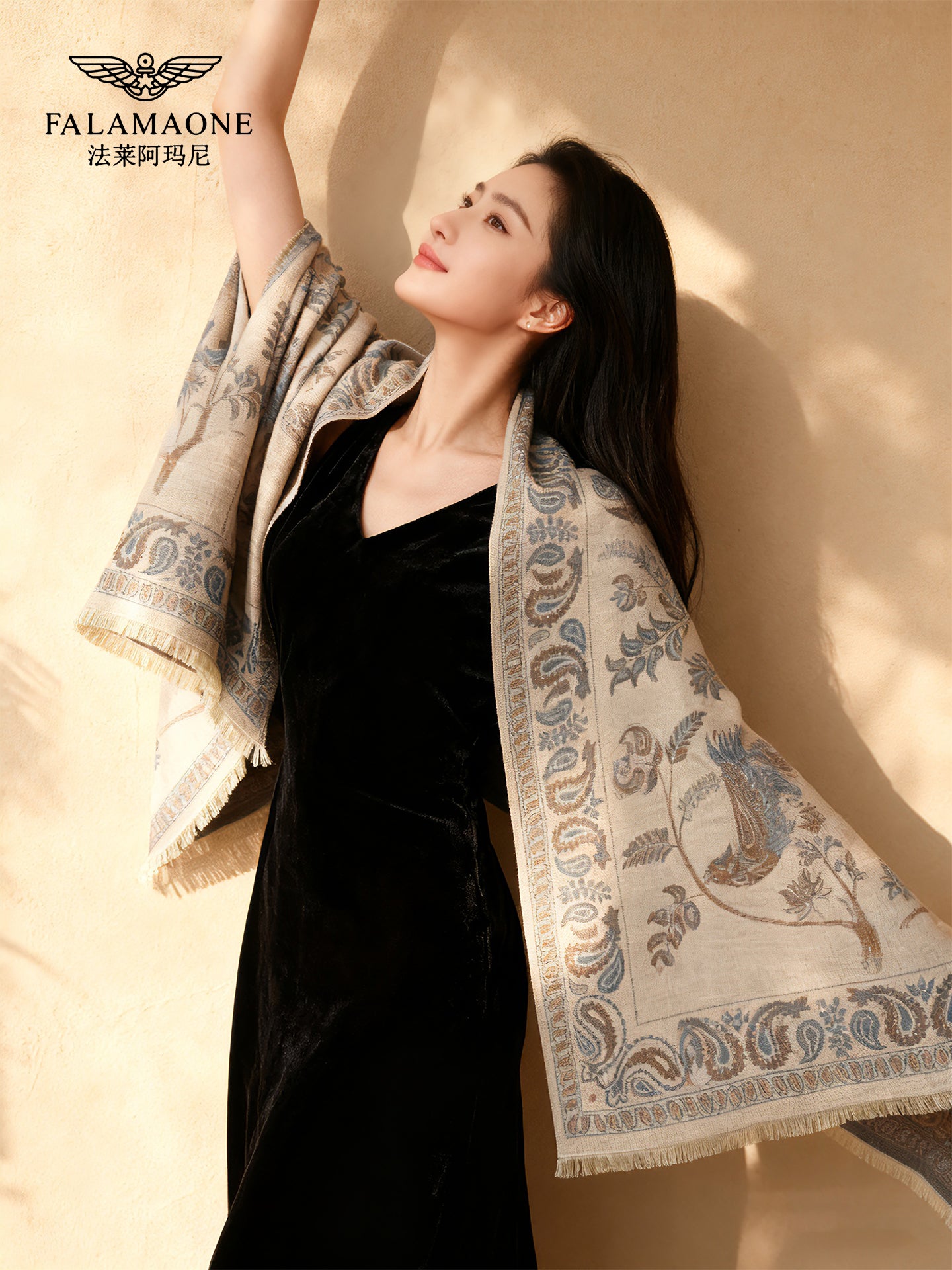 Fala Armani celebrity-endorsed cashmere shawl for women, fall and winter, high quality, luxury, double-sided warm shawl/collar warmer.