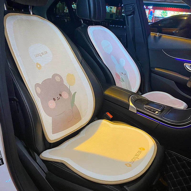 Car seat cushion, summer ice silk cooling cushion, cute one-piece for girls, all-season, back seat cover.