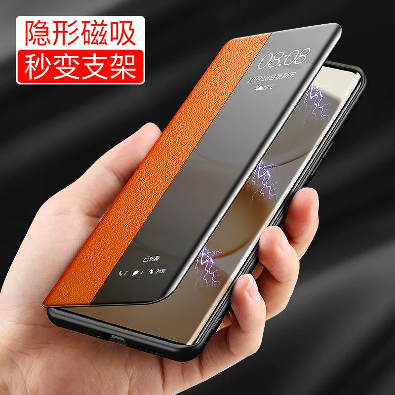 Huawei Enjoy 90promax mobil telefon qutusu üçün uyğundur yeni maqnit Enjoy 90Plus yüksək səviyyəli qapaqlı dəri 90promax qoruyucu qabıq mötərizə obyektivi hər şey daxil olmaqla, düşməyə qarşı 90 biznes yüksək səviyyəli hissi