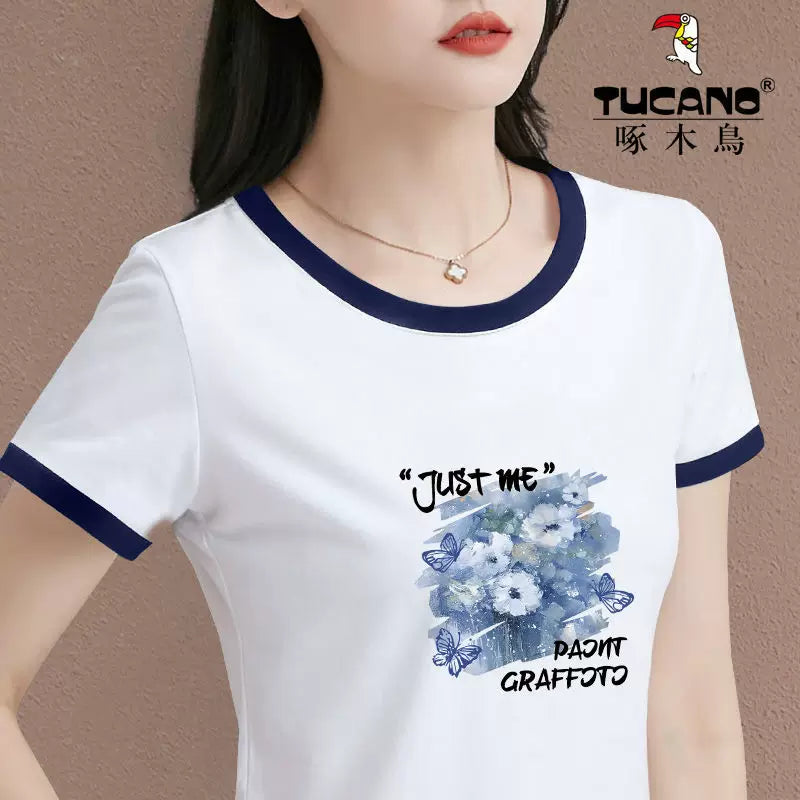 Clearance pick-up, isti satış, Woodpecker yay rəngini bloklayan qısaqol köynək, təmiz pambıq, nazik, təsadüfi və sadə top