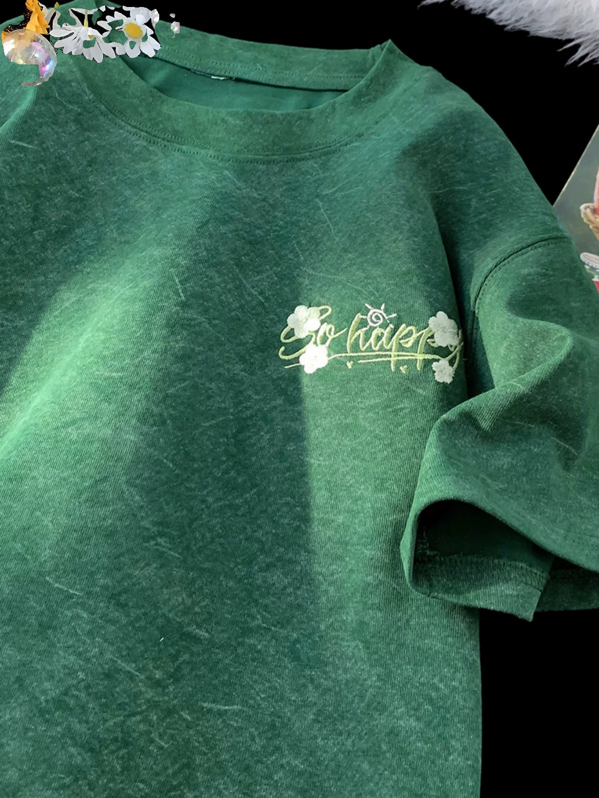 Premium Tencel pambıq buz ipək qısaqol kişi köynəyi nazik dəbli brend naxışlı dizaynlı boş yarımqol dəyirmi boyunlu köynək