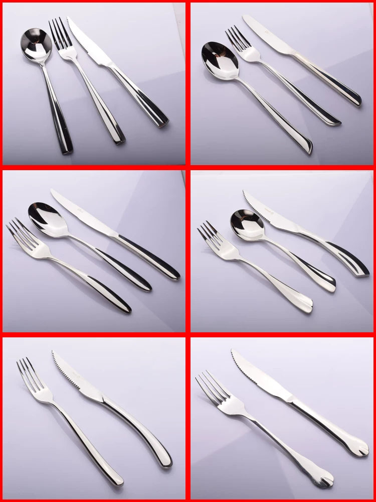 Qərb qabları, bıçaq, çəngəl və qaşıq, steyk üçün xüsusi bıçaq, əsas süfrə bıçağı, inək səkkizli bıçaq, çəngəl və qaşıq dəsti, məişət uzun saplı qaşıq, kommersiya məqsədləri üçün