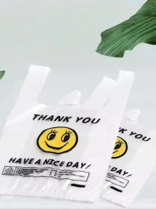 Plastik torba smiley face plastik torba supermarket paket çantası əl çantası rahatlıq çantası