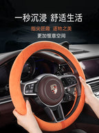 Zamşa avtomobil sükan örtüyü qış sürüşməyən tər uducu qoruyucu örtük xanımlar üçün dəbli tutacaq örtüyü Bütün il boyu neytral