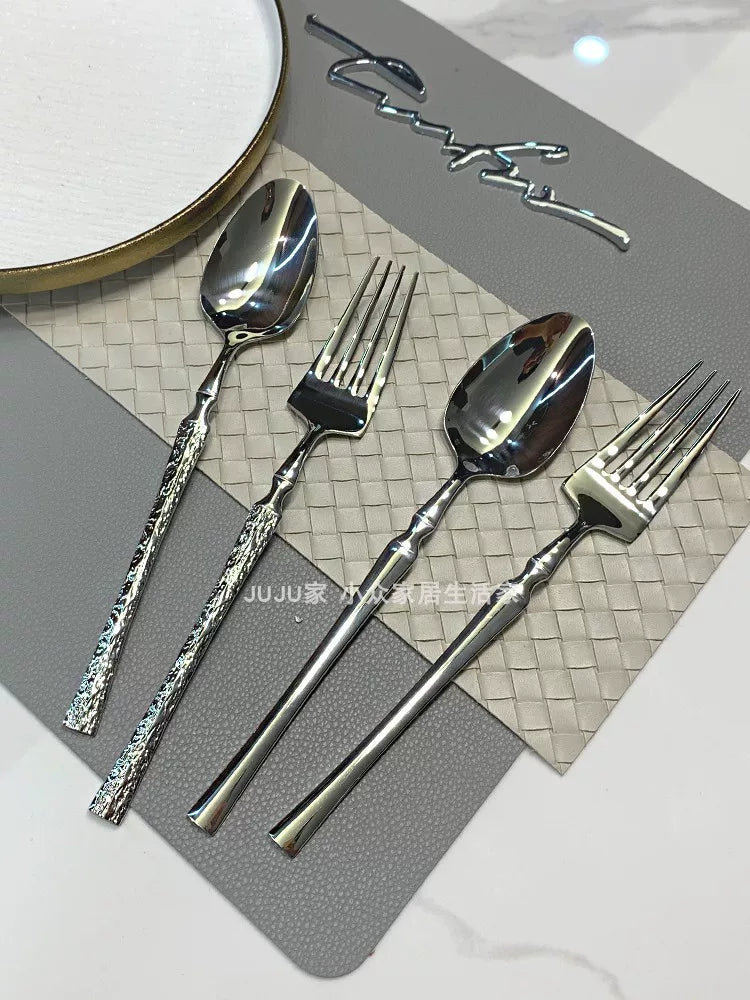 Yüngül lüks! Böyük bazarlıq! 304 paslanmayan poladdan hazırlanmış qaşıq və çəngəl məişət uzun saplı yemək qaşığı restoranın əsas masa qaşıq və çəngəl