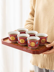 Gulan yüksək səviyyəli toy hədiyyəsi çay fincanları, bir cüt emaye toy stəkanları, yeni evlənmiş suvenir çay dəstləri