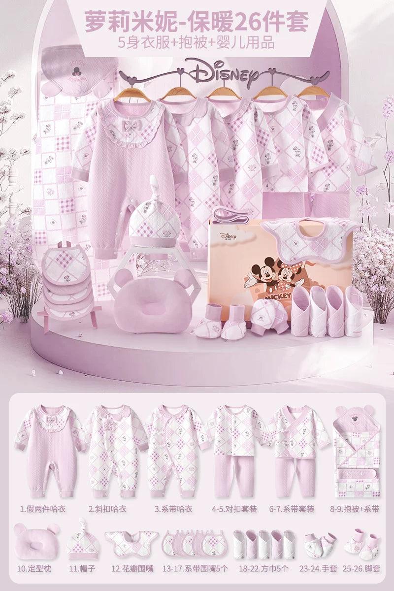 Qız uşaqları üçün Disney körpə geyimləri hədiyyə qutusu dəsti, yeni doğulmuş körpələr və tam aylıq qeyd etmələr üçün yüksək səviyyəli bir hədiyyə.