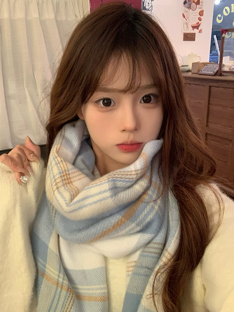 Yapon orijinal qış imitasiya kaşmir plaid isti cüt çox yönlü Koreyalı tələbə niş hədiyyə JK eşarp kişilər və qadınlar üçün