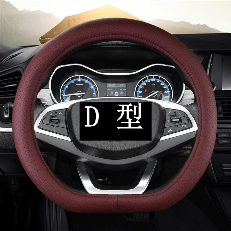 BYD Yuan PLUS/Pro Custom Full Stitching Hand-stitched Car Steering Wheel Cover - Carbon Fiber Genuine Leather Anti-Slip
