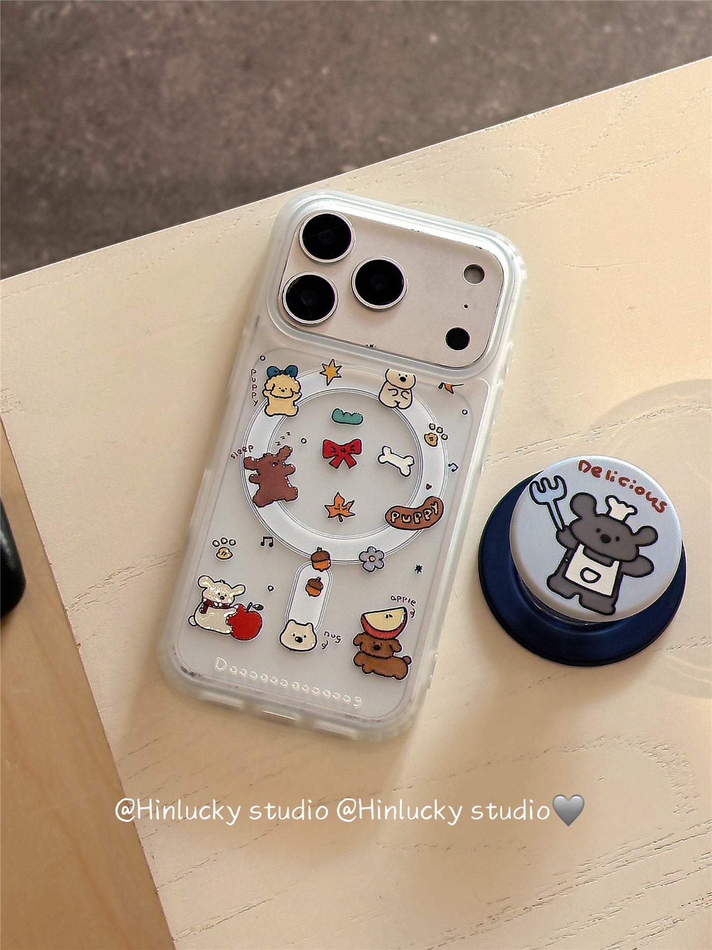 Hinlucky əyləncəli cizgi filmi sevimli bala maqnit tutacağı Apple 17 mobil telefon qutusu iphone16promax yeni 15 yarı şəffaf buzlu 14 yıxılmağa qarşı qoruyucu örtük 13 yaradıcı və super gözəl görünüşlü