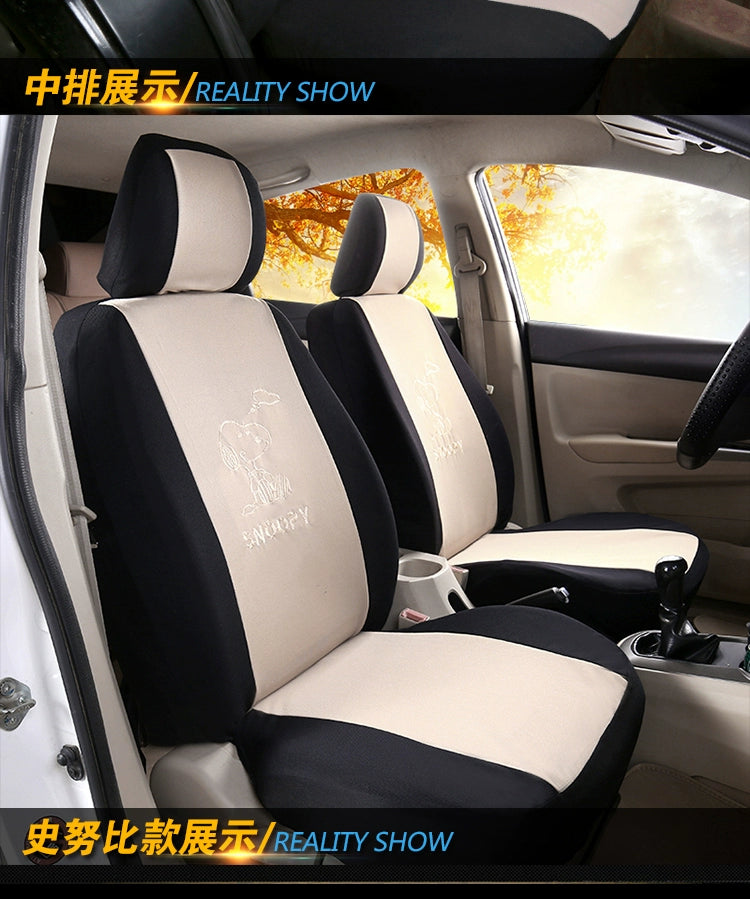 Beş Oturacaqlı Neytral Avtomobil Oturacaq örtüyü Bütün İl Boyu Universal Cizgi Film Sevimli Elastik Parça Dəstləri Tam Avtomobil Nəfəs ala bilən və Geyinilə bilən Yastıq