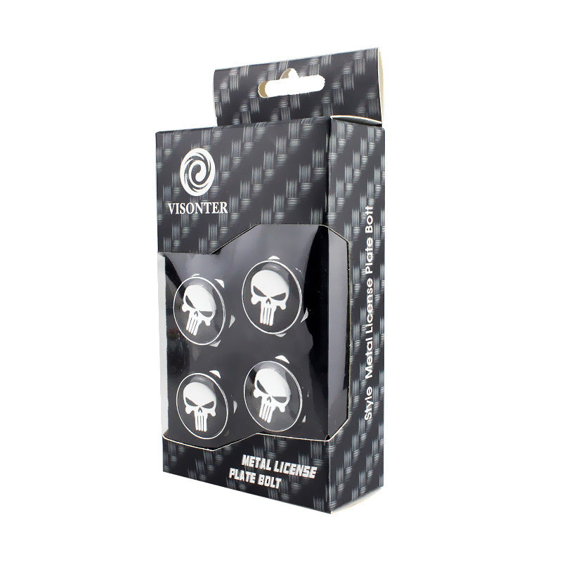 Universal screws for cars, motorcycles and electric vehicles; screws for license plate holders, nuts and frames; screws with skull design