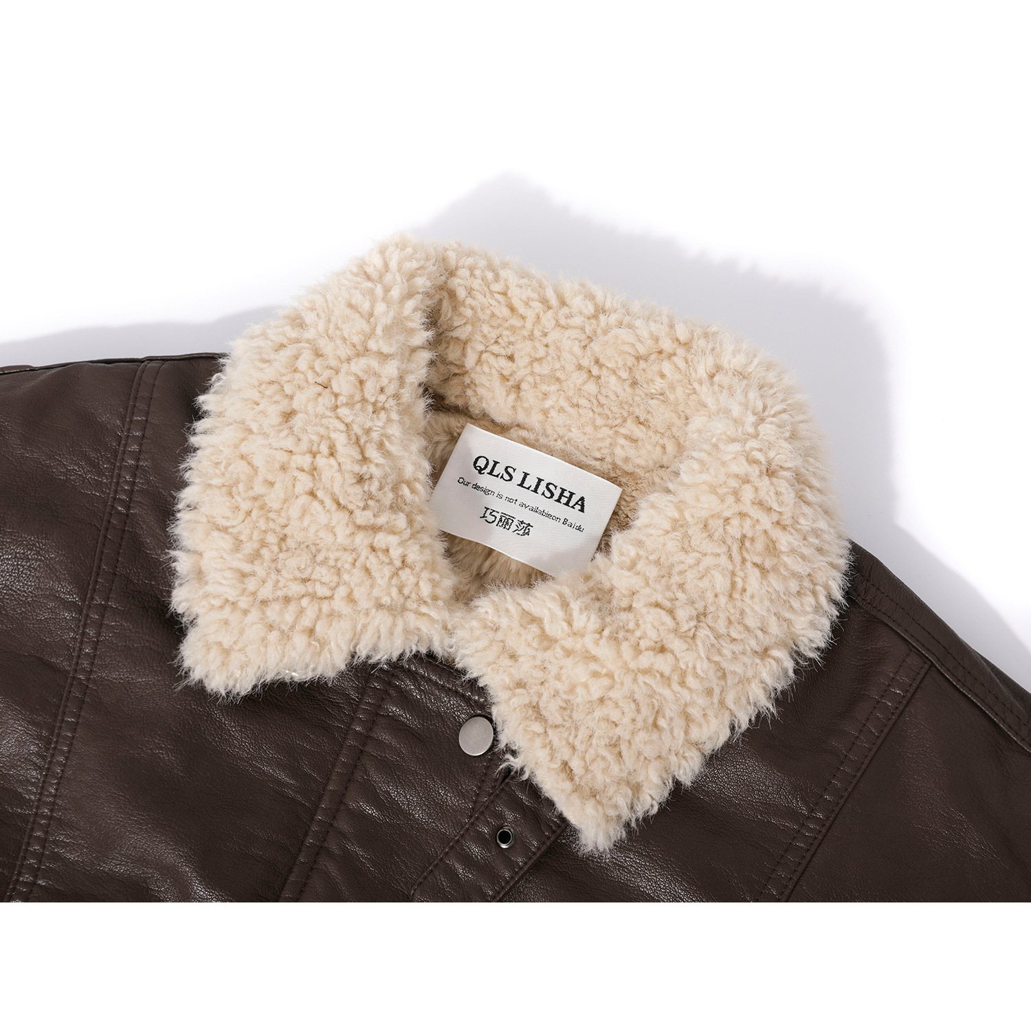 Cholisa Koreya üslubunda Amerika retro Merard qadın üçün yun astarlı palto, qalınlaşdırılmış dəri gödəkçə, qış motosiklet gödəkçəsi.