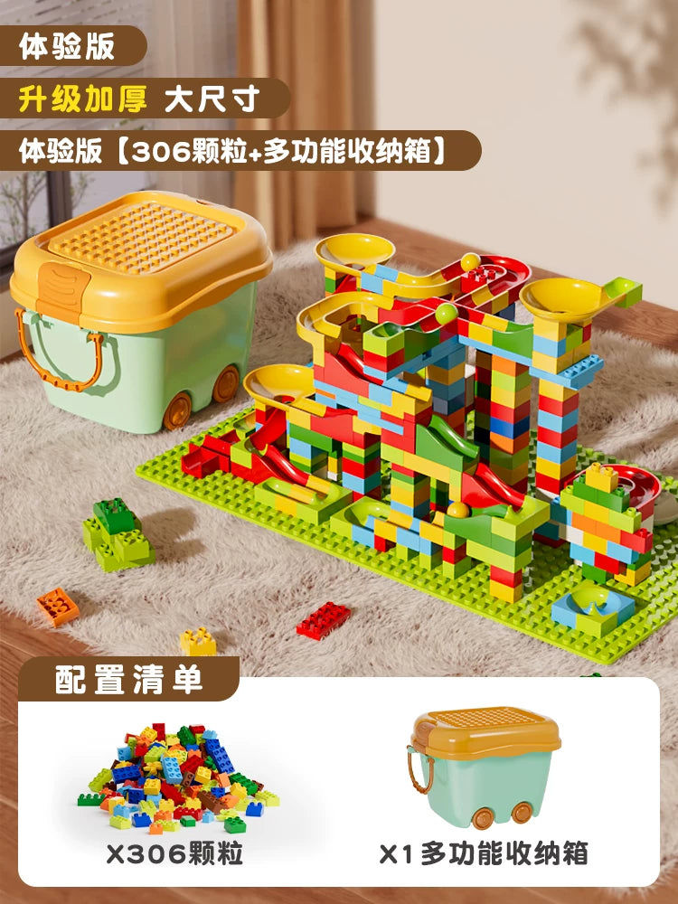 Uşaq tikinti bloku tapmaca oyuncağı, böyük hissəciklər arabası, körpə üçün çoxfunksiyalı kiçik araba, oğlan və qız üçün hədiyyə arabası.