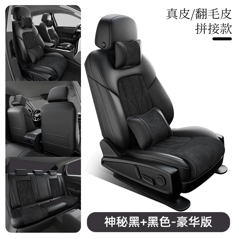 Zamşa avtomobil oturacağı yastıqları, orijinal dəri oturacaq üzlükləri, tam örtüklü, bütün mövsüm üçün, yeni yüksək səviyyəli avtomobil oturacağı üzlükləri və yastıqları