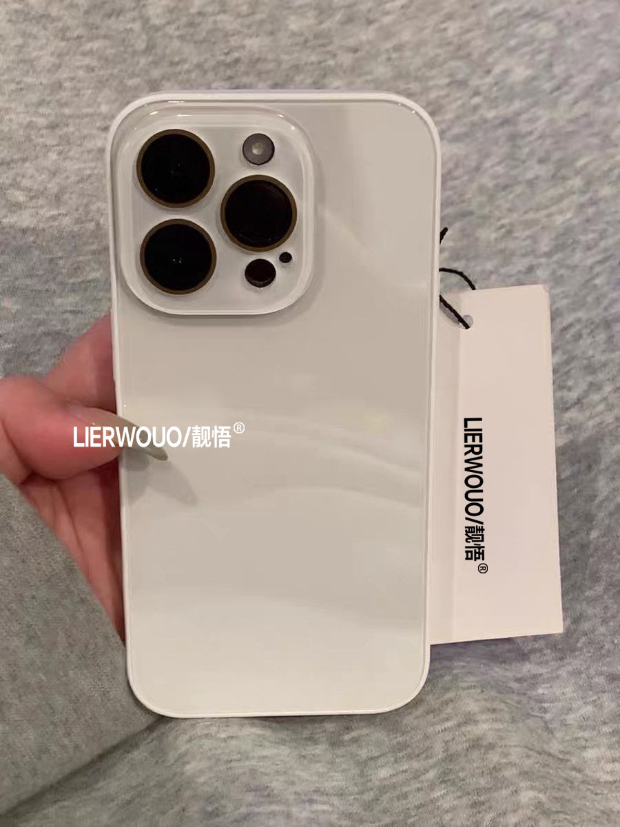 Apple 16promax mobil telefon qutusu üçün uyğundur iphone17 buz macaron şüşə qutu 14 sadə yeni stil 13 internet məşhur qadın modeli 14pro hər şey daxil obyektiv 15pro isti model 16pro mobil telefon qutusu