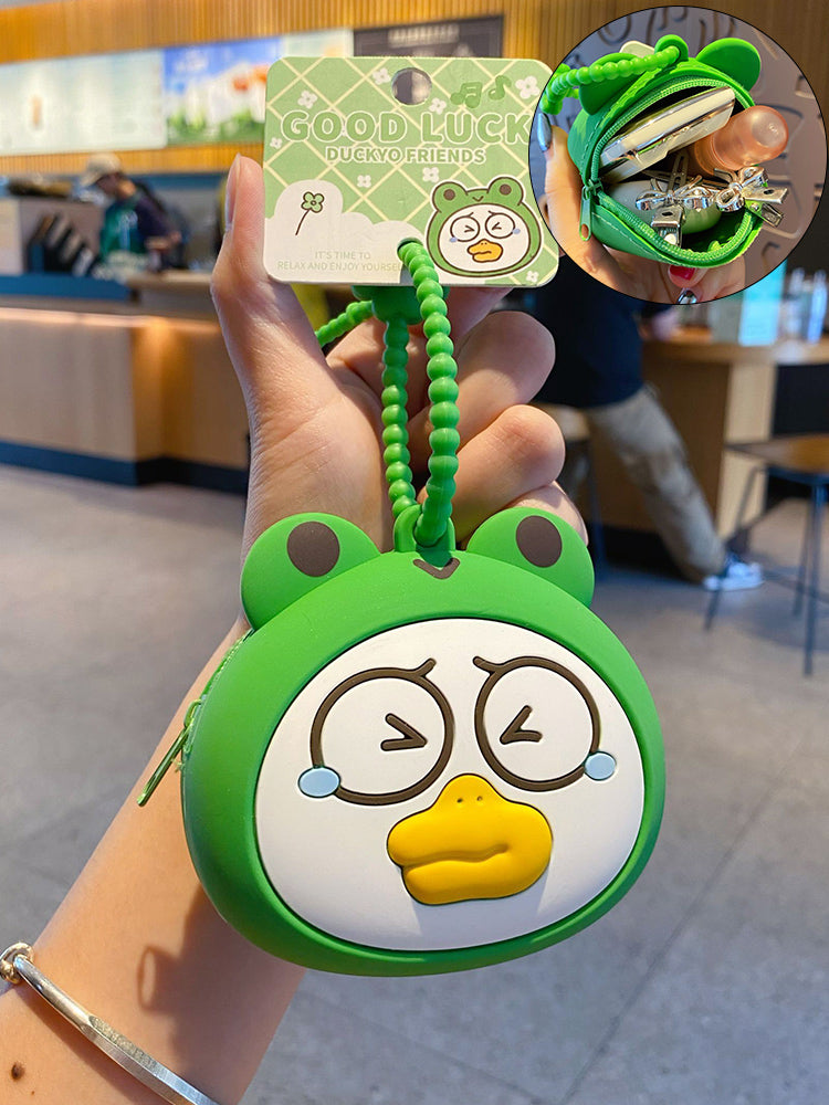 2024 Yeni Orijinal Kiçik Ördək Avtomobil Açar Zəncirli Sikkə Çanta Açar Qutusu Qulaqlıq Zərgərlik Saxlama Yaradıcı Şirin