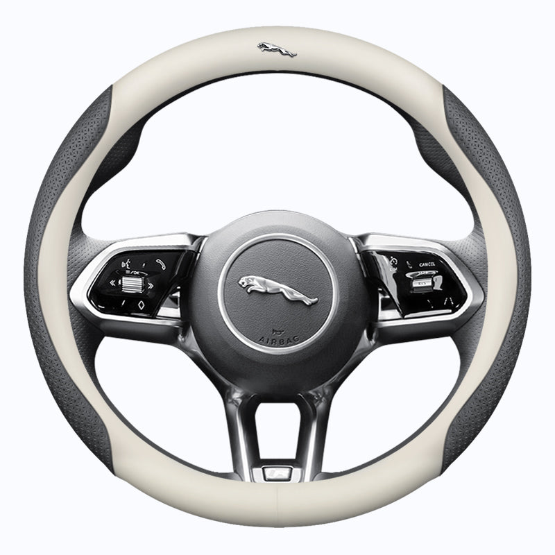 Jaguar sükan çarxı örtüyü, orijinal dəri, XF, FPACE, XEL, XFL, XJ, XE, xüsusi hazırlanmış zamşa avtomobil sükan çarxı örtüyü.