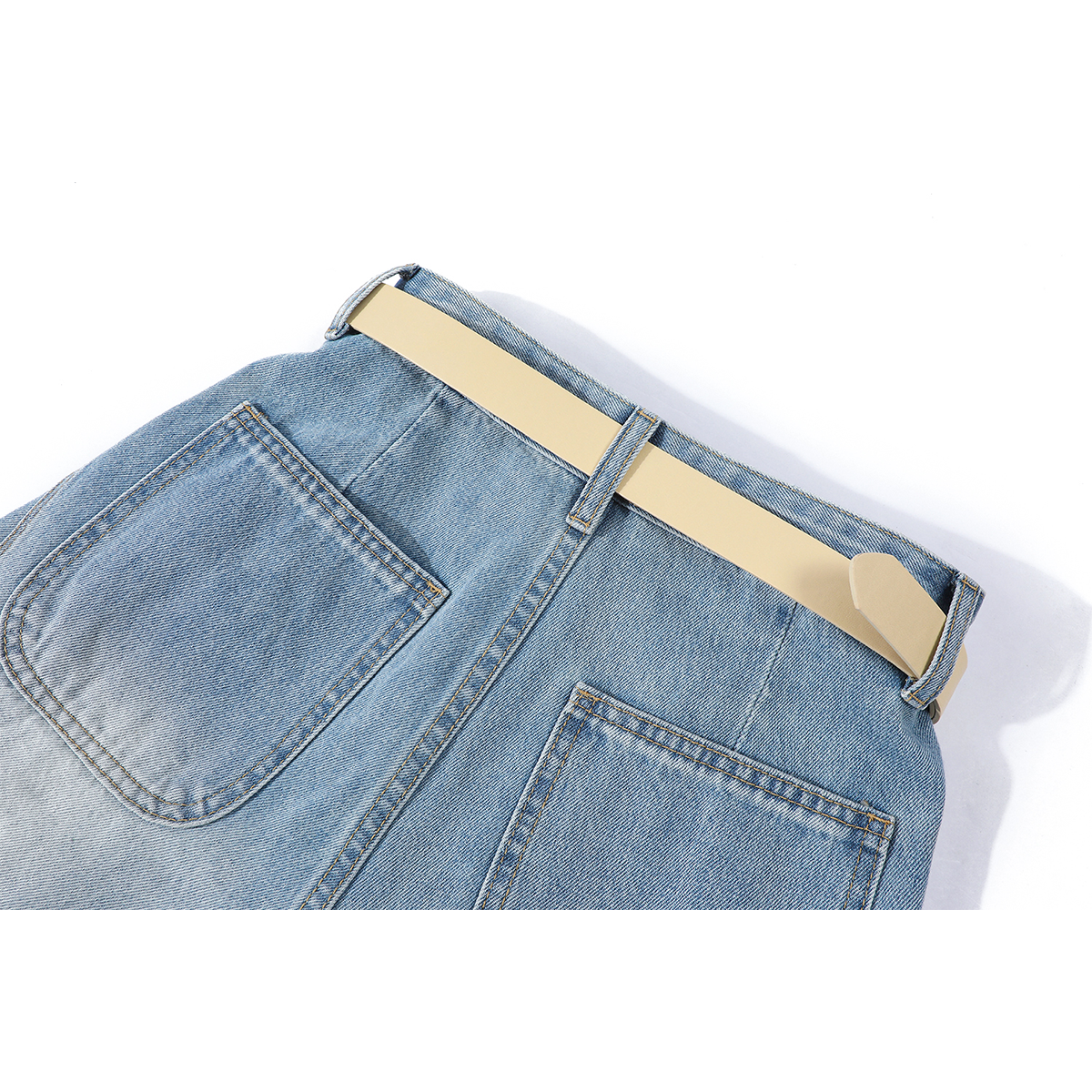 Chalisa-nın qadınlar üçün dəbli, arıqladıcı, yüksək belli retro düz ayaqlı cins şalvarı, yeni yay stili, geniş ayaqlı gündəlik şortlar.