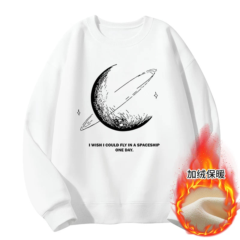 GLM Kişi və Qadınlar üçün Yun Astarlı Dəyirmi Yaxalı Sviter, Payız/Qış İstiliyi, Ağır Çəkili Stil, Amerika Boş Forması, Dəbli Brend Əsas Qat, Kişi Geyimləri