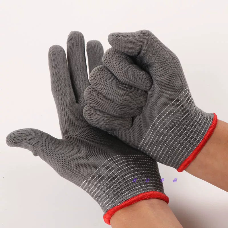 13 pinli süni kənar ağ qara boz nazik neylon əlcəklər çay yığmaq üçün qida fabriki elektronika fabriki üçün sıx uyğun iş əlcəkləri