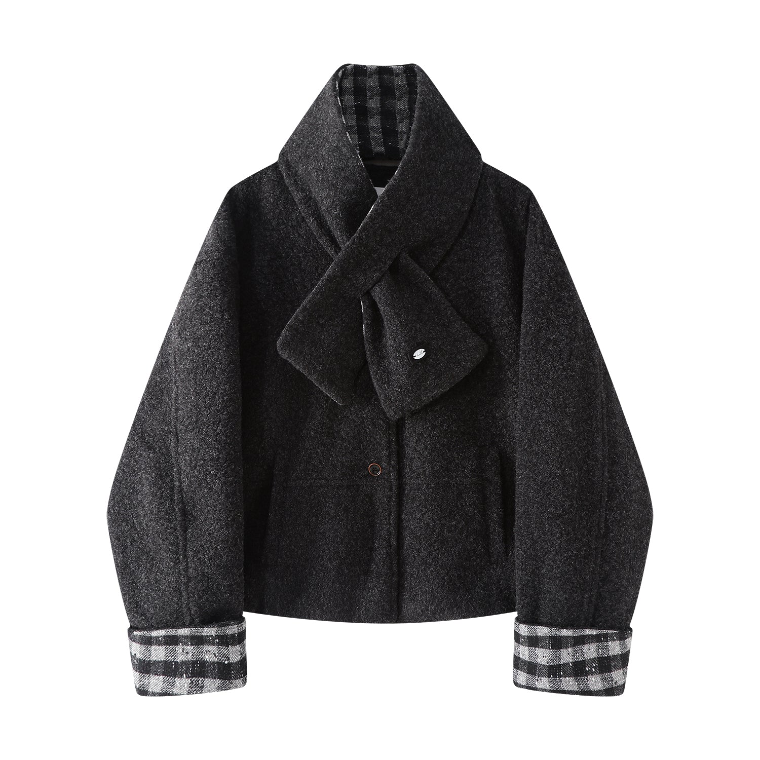 Cholisa-nın yüksək keyfiyyətli dama-dama yun paltosu inanılmaz dərəcədə gözəldir, payız və qış üçün mükəmməldir və Hepburn üslubundadır.