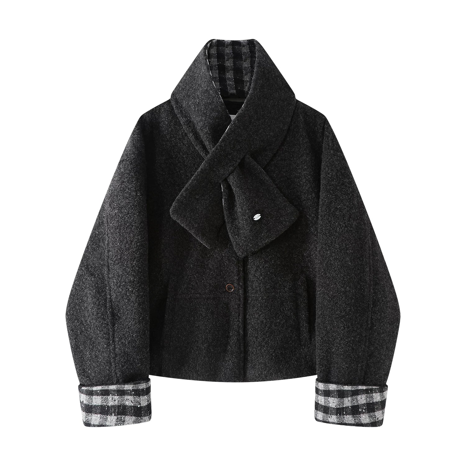 Cholisa-nın yüksək keyfiyyətli dama-dama yun paltosu inanılmaz dərəcədə gözəldir, payız və qış üçün mükəmməldir və Hepburn üslubundadır.