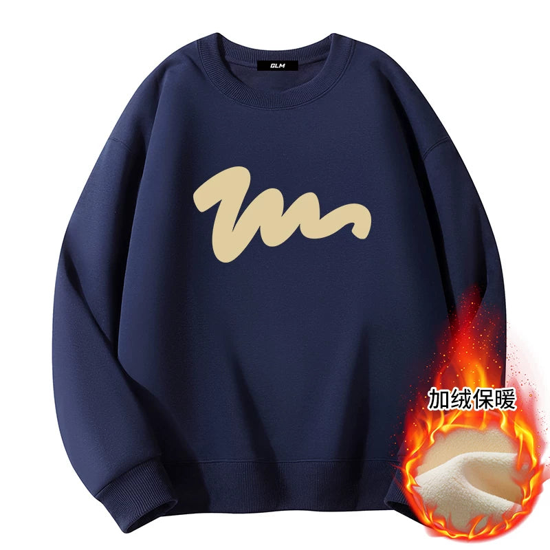 GLM Kişi və Qadınlar üçün Yun Astarlı Dəyirmi Yaxalı Sviter, Payız/Qış İstiliyi, Ağır Çəkili Stil, Amerika Boş Forması, Dəbli Brend Əsas Qat, Kişi Geyimləri