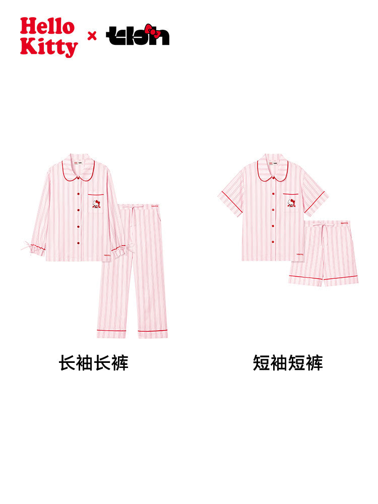 tbh Brutalist Home Sanrio Hello Kitty Tencel Pambıq Ev Geyimi Dəsti Qadınlar üçün Pijama xaricində geyinilə bilər