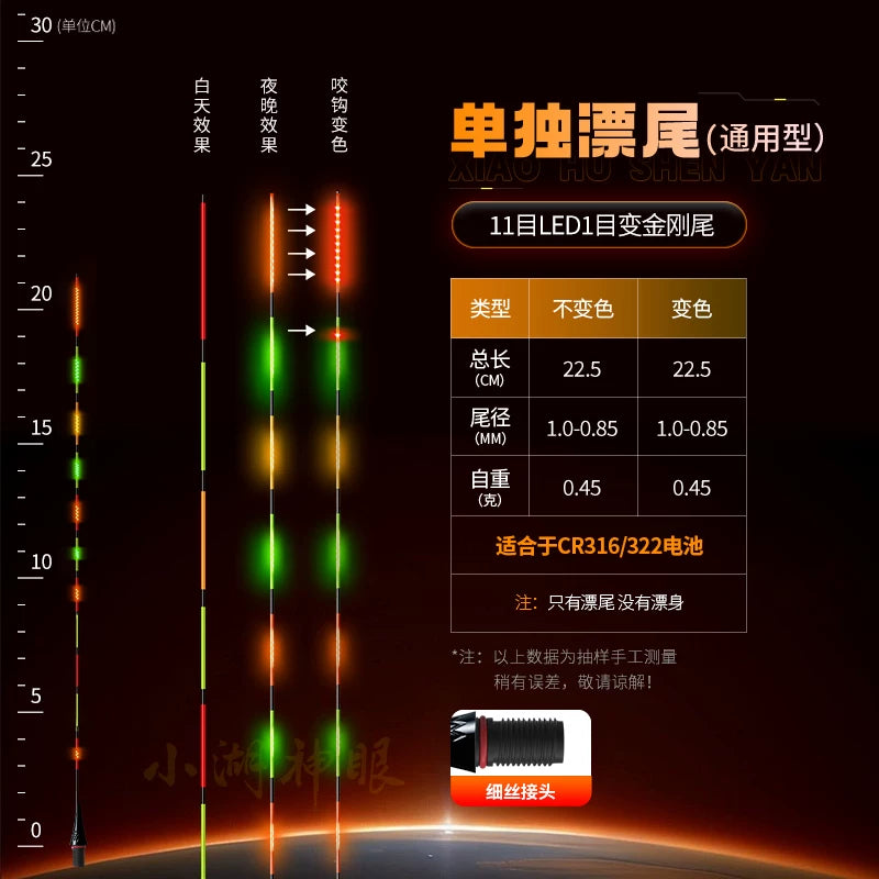 0.65 King Kong Quyruğu Bərk Yapışqanla Doldurulmuş Yüksək Həssas Sərt Quyruq LED İşıqlı Sürən Quyruq Gündüz və Gecə Elektron Drift Quyruğu