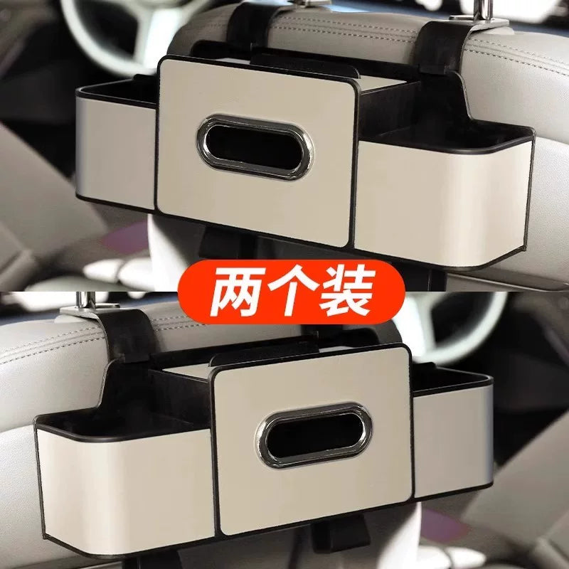 Car seat back storage box, multi-functional tissue box, car storage box, seat back storage box, car interior decoration.
