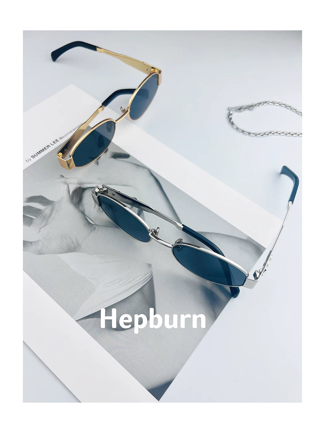 Fransız hepban triumph retro köhnə pul üslubunda oval metal günəş eynəyi qadın eynəkləri miyopi ilə niş modeli
