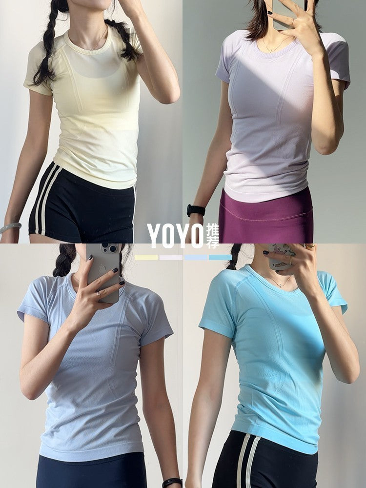 Yoyo tez quruyan idman üstləri, qadınlar üçün fitnes paltarları, yoqa paltarları, qısaqol Pilates məşq paltarları, yay nazik modelləri tövsiyə edir.