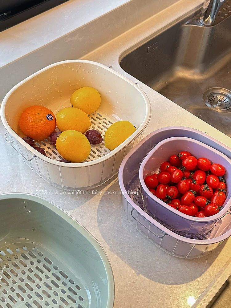İki qatlı lavabo drenaj səbəti mətbəx məişət qonaq otağı qəhvə stolu plastik meyvə boşqab səbəti hövzə tərəvəz səbəti səbəti