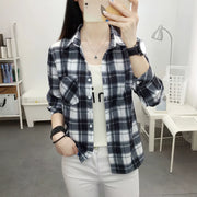 Plaid köynək qadın uzunqol yeni Koreya üslublu retro Honq Konq üslublu alt köynək böyük ölçülü yaz və payız təsadüfi tək geyimli gödəkçə