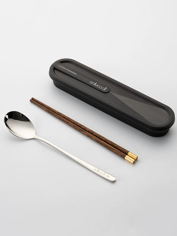 onlycook portativ qab-qacaq tələbə çubuqları qaşıq dəsti uşaqlar üçün tək 304 paslanmayan poladdan hazırlanmış şəxsi qutu