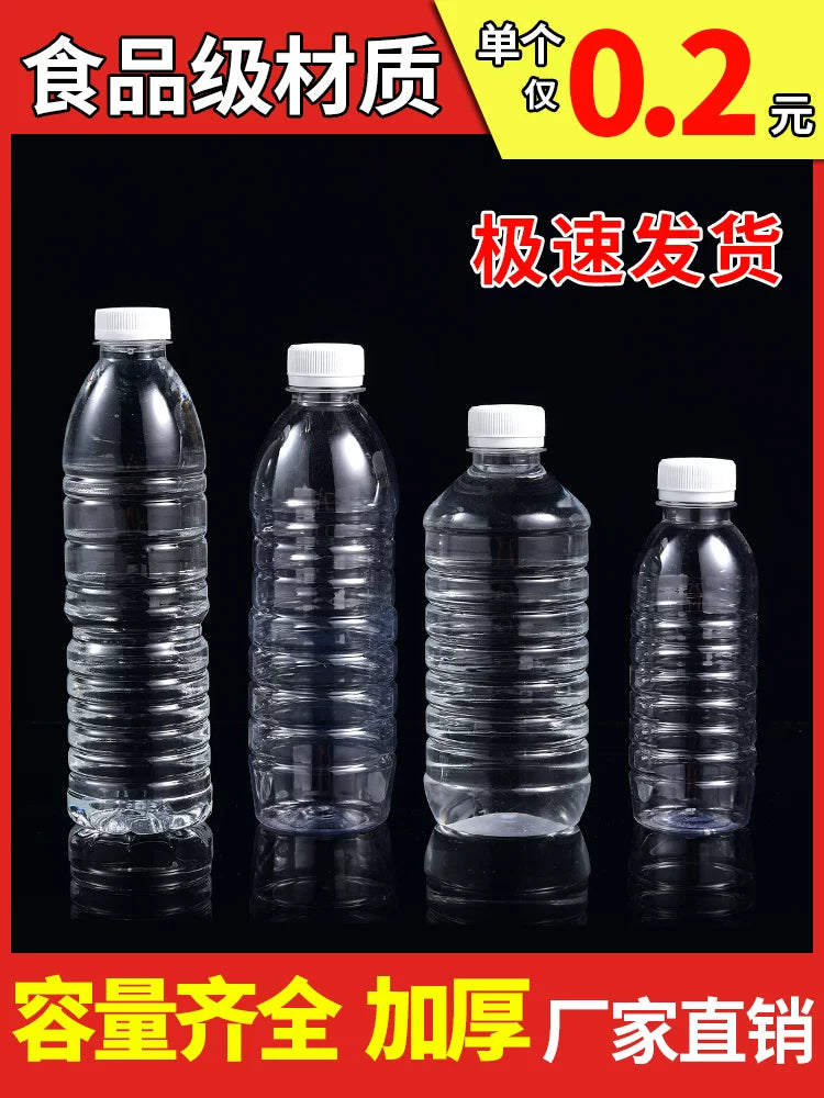 500ml boş şüşə şəffaf plastik şüşə suyu içkisi birdəfəlik ev heyvanları üçün qida dərəcəli möhürlənmiş qapaqlı mineral su şüşəsi