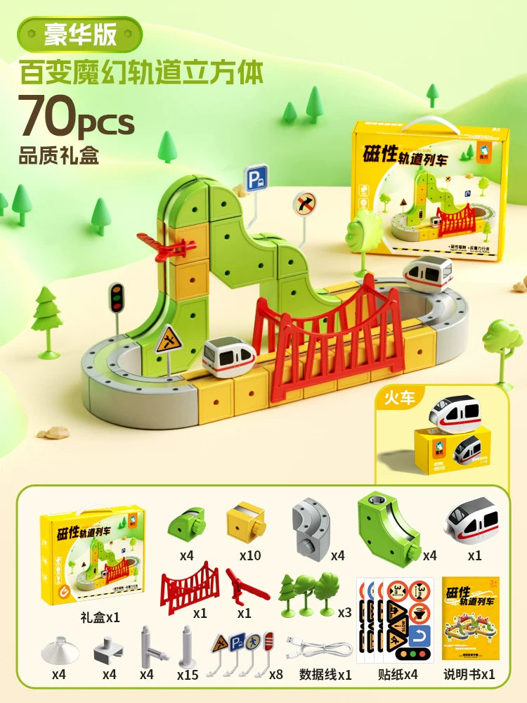 Əyləncəli və Sehrli Maqnit İzli Uşaq Təhsil Yüksək Sürətli Qatar Oyuncağı Oğlanlar və Qızlar üçün DIY Tikinti Blokları Hədiyyə 3