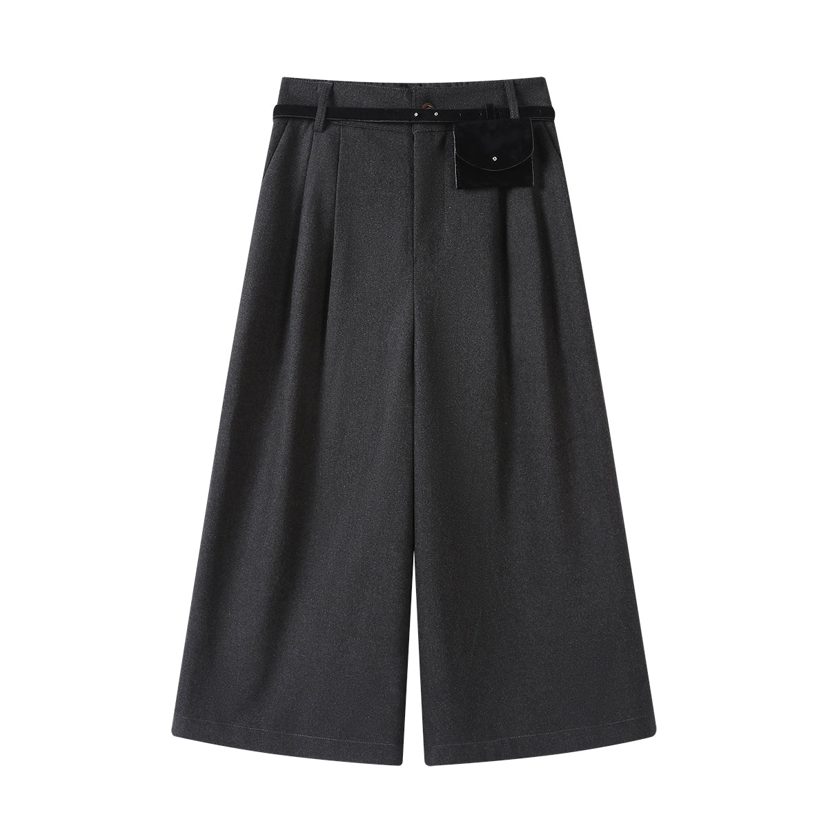 Cholisa Tünd Boz Geniş Ayaqlı Kəsik Şalvar Qadınlar üçün 2026 Yaz və Payız Yeni Koreya Üslubunda Yüksək Zolaqlı Axan Gündəlik Orta Uzunluqlu Şalvar