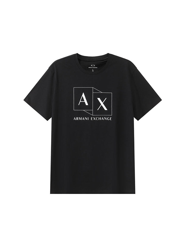 Armani AX Men's Cotton Geometric Logo Print Slim Fit Scoop Neck Short Sleeve T-Shirt 3DZTAD ZJ9AZ